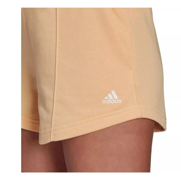 Adidas Women's French Terry Wide Band Athletic Shorts Orange Large NWT - Picture 2 of 7